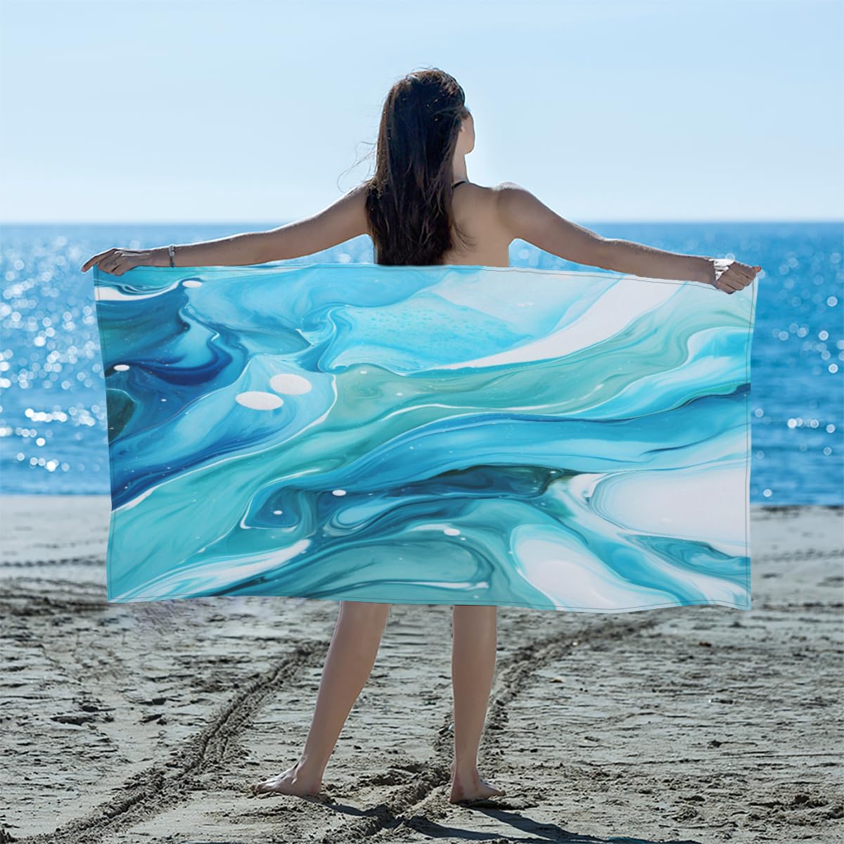 Amazon.com: GzLeyigou Liquid Texture Blue Beach Towel Highly